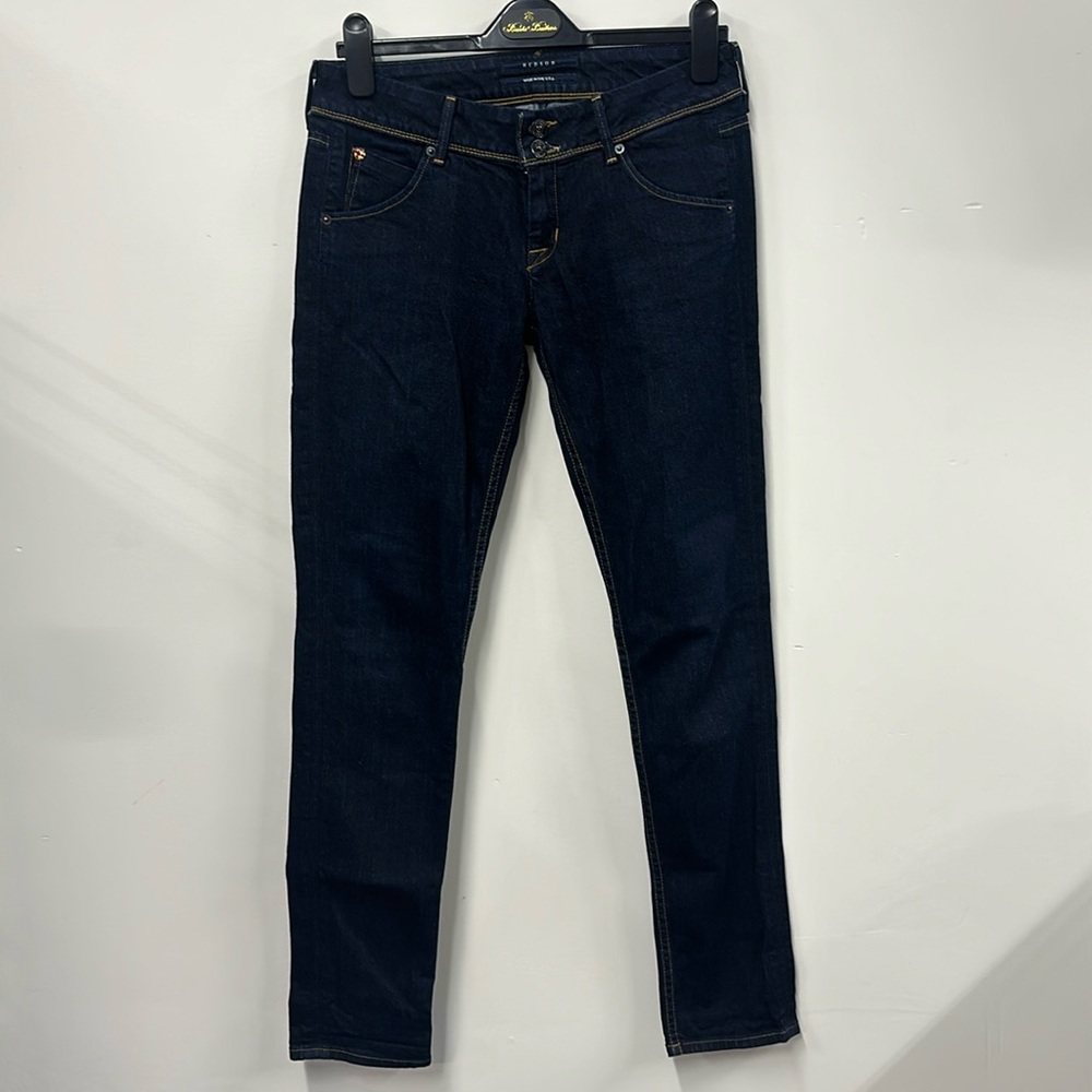 Hudson dark wash straight leg flap pocket jeans 28